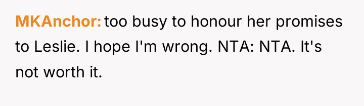 MKAnchor too busy to honour her promises to Leslie. I...