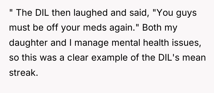 " The DIL then laughed and said, "You guys must...
