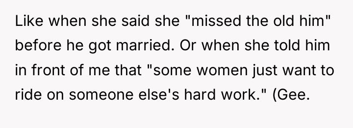 Like when she said she "missed the old him" before...