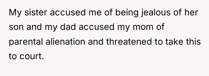 My sister accused me of being jealous of her son...