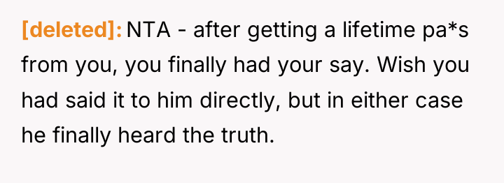 [deleted] NTA - after getting a lifetime pa*s from you,...