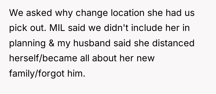 We asked why change location she had us pick out....