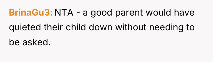 BrinaGu3 NTA - a good parent would have quieted their...