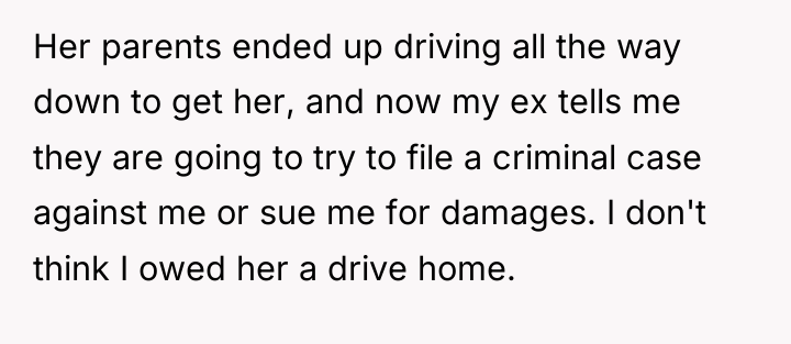Her parents ended up driving all the way down to...