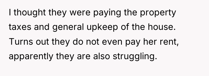 I thought they were paying the property taxes and general...