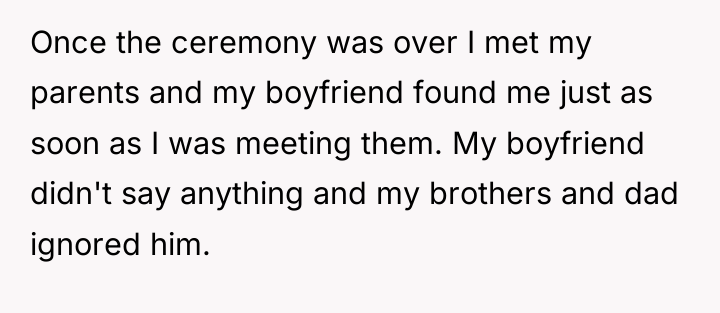 Once the ceremony was over I met my parents and...
