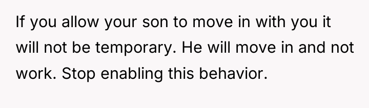 If you allow your son to move in with you...