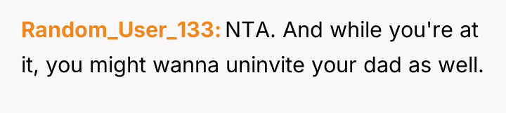 Random_User_133 NTA. And while you're at it, you might wanna...