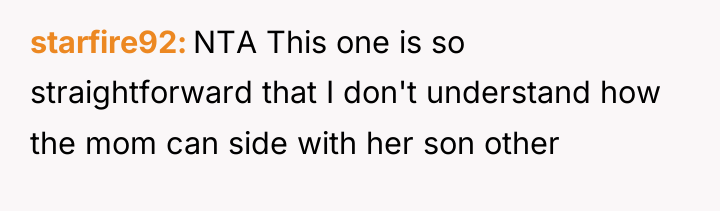 starfire92 NTA This one is so straightforward that I don't...