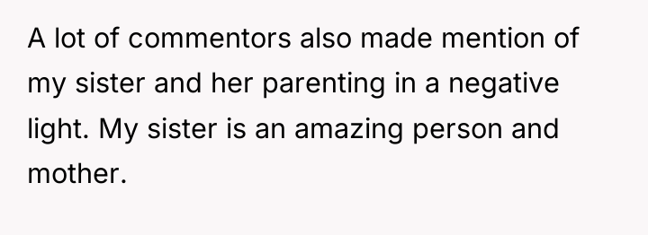 A lot of commentors also made mention of my sister...