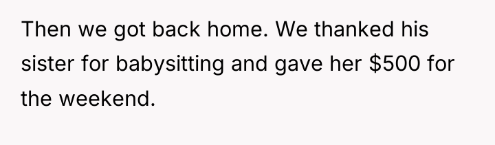 Then we got back home. We thanked his sister for...