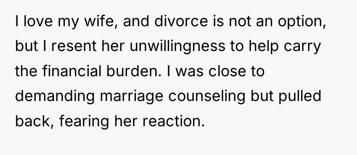 I love my wife, and divorce is not an option,...