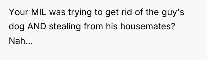 Your MIL was trying to get rid of the guy's...