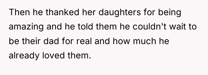 Then he thanked her daughters for being amazing and he...