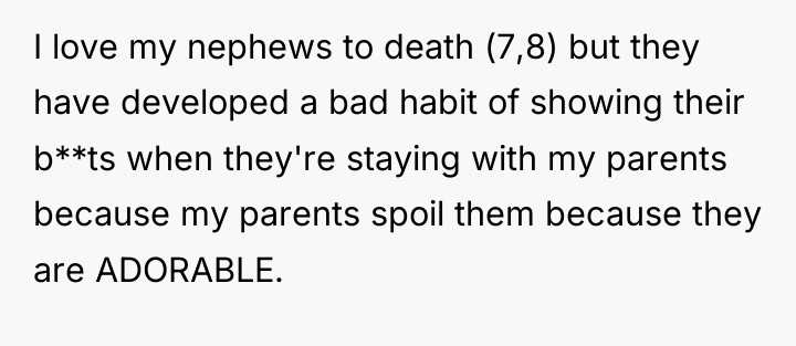 I love my nephews to death (7,8) but they have...