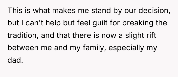 This is what makes me stand by our decision, but...