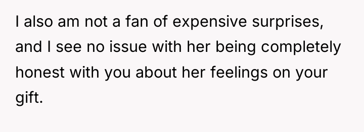 I also am not a fan of expensive surprises, and...