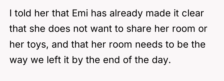 I told her that Emi has already made it clear...