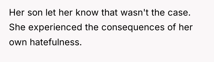 Her son let her know that wasn't the case. She...