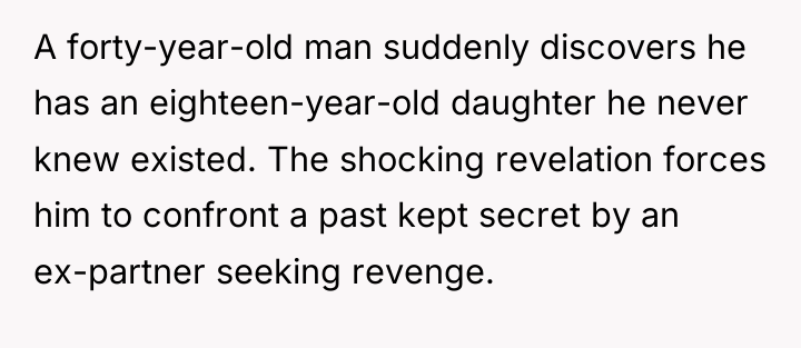 A forty-year-old man suddenly discovers he has an eighteen-year-old daughter...