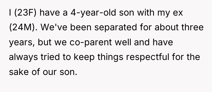I (23F) have a 4-year-old son with my ex (24M)....