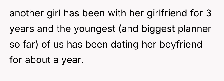 another girl has been with her girlfriend for 3 years...