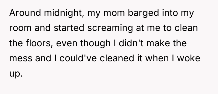 Around midnight, my mom barged into my room and started...