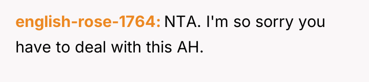 english-rose-1764 NTA. I'm so sorry you have to deal with...
