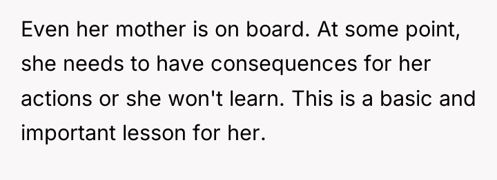 Even her mother is on board. At some point, she...