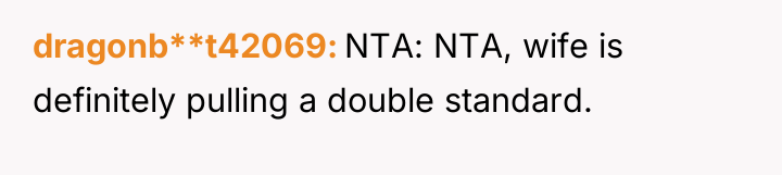 dragonb**t42069 NTA: NTA, wife is definitely pulling a double standard.