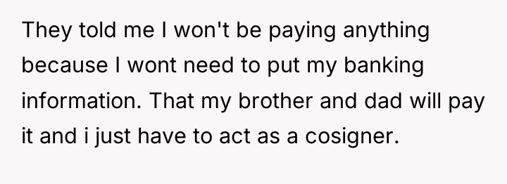 They told me I won't be paying anything because I...