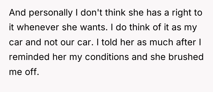 And personally I don't think she has a right to...