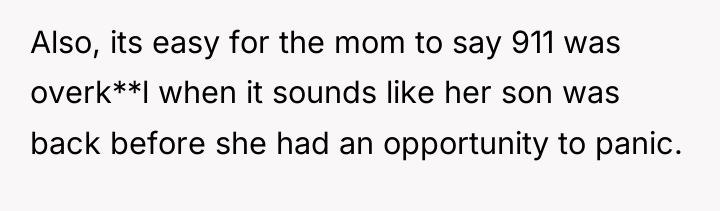 Also, its easy for the mom to say 911 was...