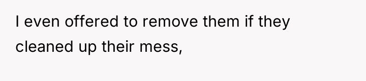 I even offered to remove them if they cleaned up...