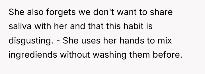 She also forgets we don't want to share saliva with...