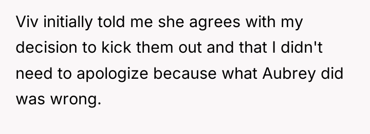 Viv initially told me she agrees with my decision to...