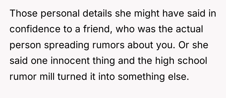 Those personal details she might have said in confidence to...