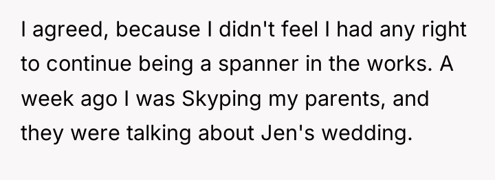 I agreed, because I didn't feel I had any right...