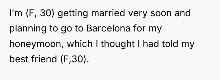 I'm (F, 30) getting married very soon and planning to...