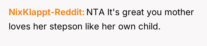 NixKlappt-Reddit NTA It's great you mother loves her stepson like...