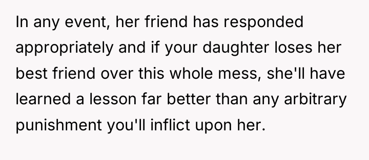 In any event, her friend has responded appropriately and if...
