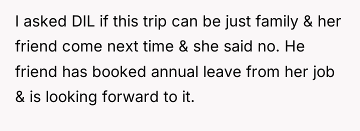 I asked DIL if this trip can be just family...