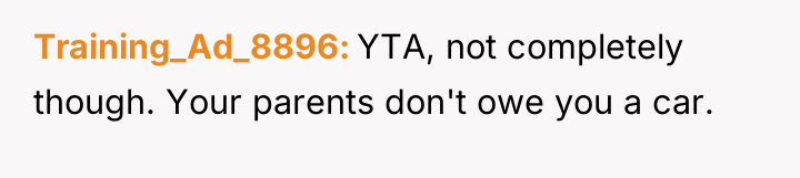 Training_Ad_8896 YTA, not completely though. Your parents don't owe you...