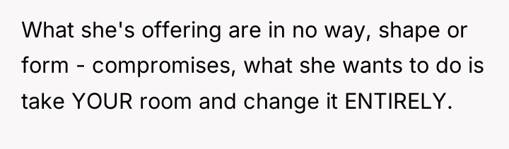 What she's offering are in no way, shape or form...