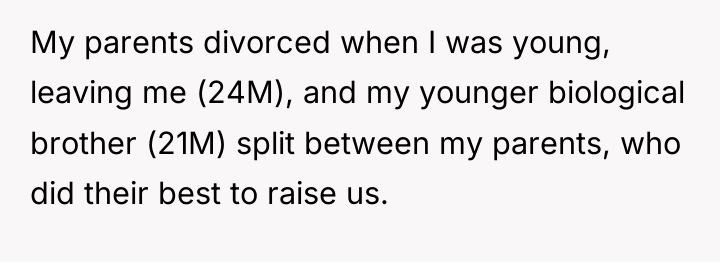 My parents divorced when I was young, leaving me (24M),...