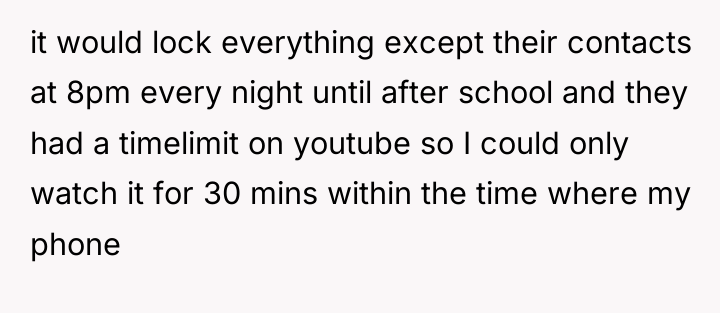 it would lock everything except their contacts at 8pm every...