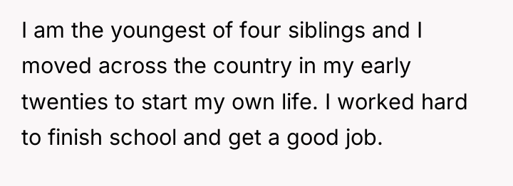 I am the youngest of four siblings and I moved...