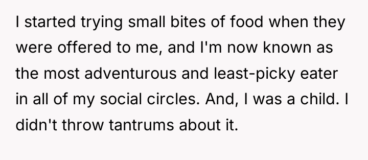 I started trying small bites of food when they were...