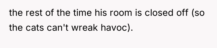 the rest of the time his room is closed off...