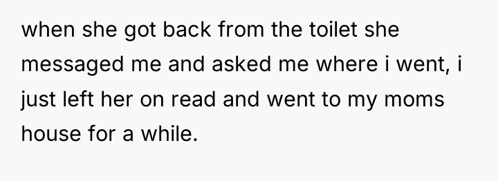 when she got back from the toilet she messaged me...